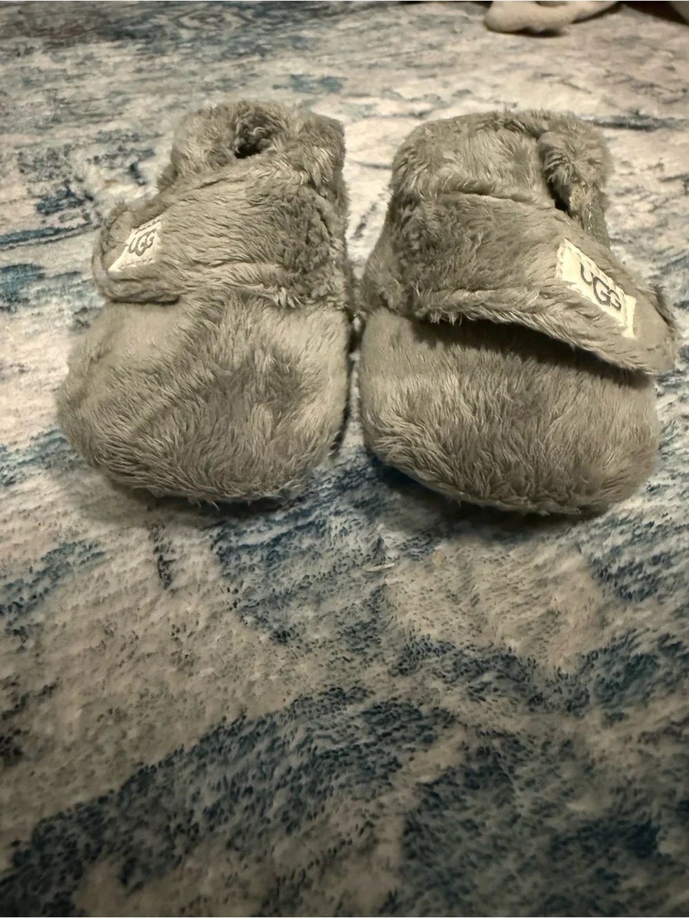 UGG Kids Gray Plush Slip-On Slippers